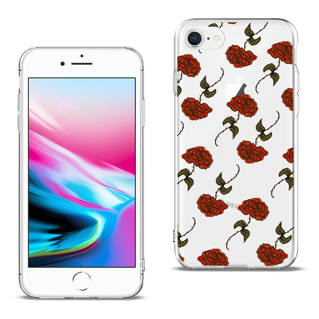iPhone 8 case flowers-DTPU091-IPHONE8RSBK-1