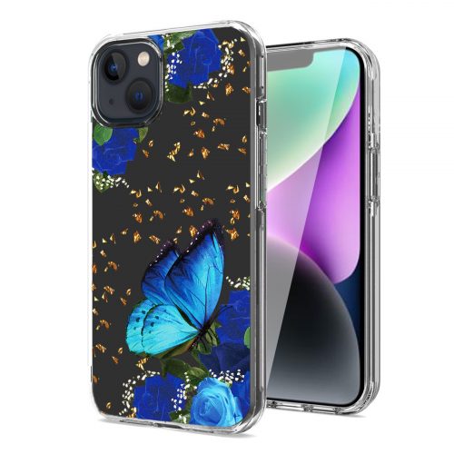 Pressed dried flower Design Phone case For iPhone 14 Plus In Blue 1