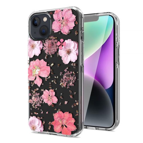 Pressed dried flower Design Phone case For iPhone 14 Plus In Pink 1