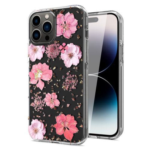 Pressed dried flower Design Phone case For iPhone 14 Pro In Pink 1