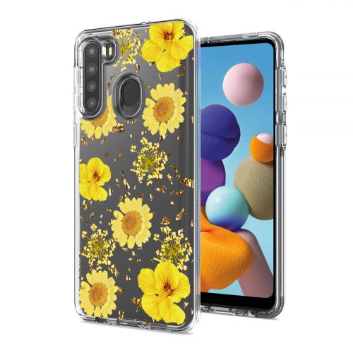 Pressed dried flower Design Phone case for SAMSUNG GALAXY A21 in Yellow 1