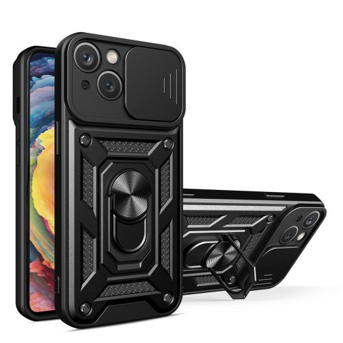 Kickstand Ring Holder+Slide Camera Cover+Car Mount TPU Magnetic,IPHONE 14 Black 1