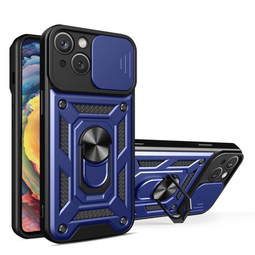 Kickstand Ring Holder+Slide Camera Cover+Car Mount TPU Magnetic,IPHONE 14 Blue 1