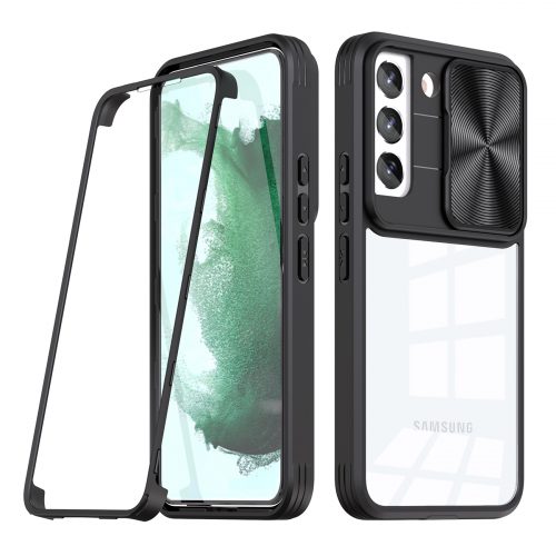 Samsung Galaxy S22 Plus Camera Lens Slider Cover & LCD Clear Film Cover Case Blk 1