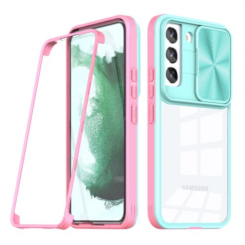 Samsung Galaxy S22 Plus Camera Lens Slider Cover & LCD Clear Film Cover Case Blu 1